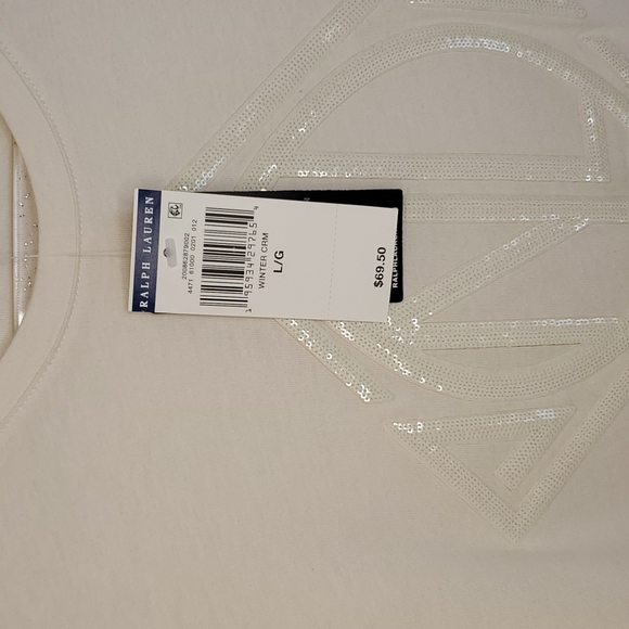 Ralph Lauren ♥️NWT♥️ Size L Winter Cream Long Sleeve T-shirt material top!♥️♥️♥️ - Picture 5 of 14